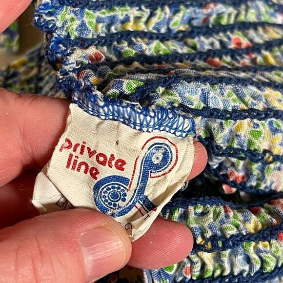 Vintage Private Line Prairie Floral Midi Shirred Dress Large - Picture 10 of 11